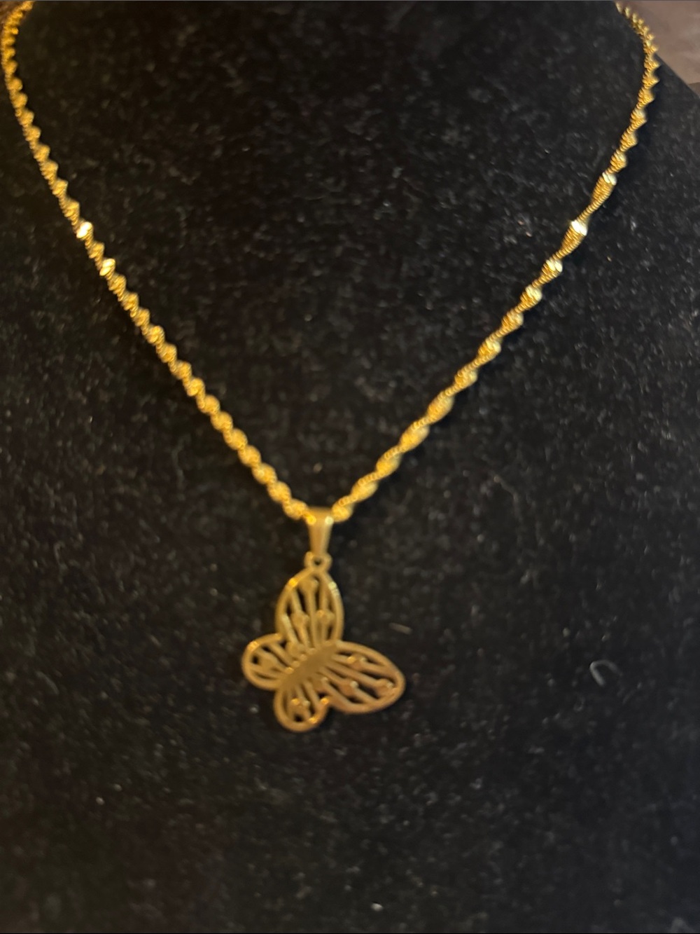 Gold Butterfly Pendant Necklace - Women's Jewelry Stainless Steel